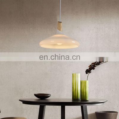 HUAYI New Design Iron Wood Glass Indoor Bedroom Living Room 60w Modern Hanging Pendant Light