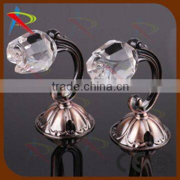 Crystal curtain tiebacks and hooks