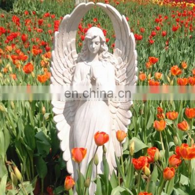 Handcarved white marble stone angel sculptures