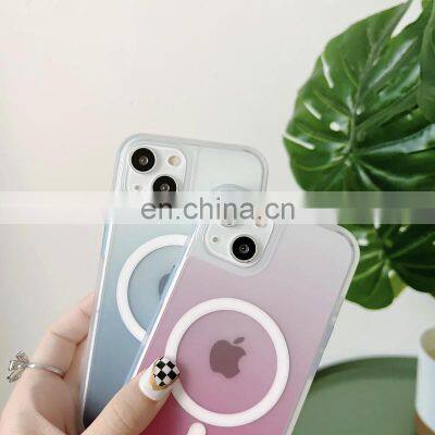 Wholesale Gradient Design Soft TPU Wireless Charging Case Upgraded Shockproof Magnetic Mobile Phone Case for IPhone 12 /13 photo-4