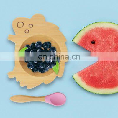 Bamboo Silicone Baby Spoon Bowl Amazon Sells Silicone Suction Bamboo Plate Bowl For Feeding Kids photo-4