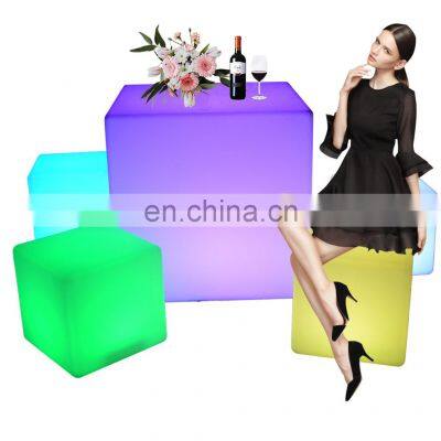 led cube /Rechargeable LED illuminated Bar plastic cube led light cube tables and hookah chairs for garden