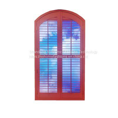 Custom Shaped Shutter Arch Timber Louvers Plantation Shutters Basswood Windows Wood Shutters Wooden Interior Decorations photo-2