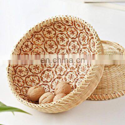 Handmade storage basket round bamboo bowl fruit basket wholesale