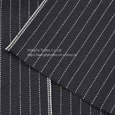 13oz Blue and White Striped Black Weft Right Twill Best Raw Denim Fabric 32/33 