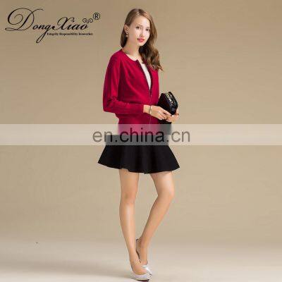 Soft Warm Short Cashmere Cardigan Solid Color Full Zip Woman Cashmere Sweater photo-2