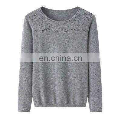 Custom Design Solid Color 100% Pure Cashmere Sweater Knitted with Chinese Style Crew Neck from Inner Mongolia for Winter Season