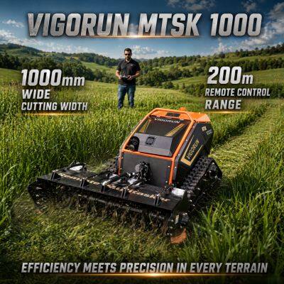 Vigorun MTSK1000 Tractor Cortacésped a Control Remoto, Triturador Forestal con Motor de Gasolina Loncin 764CC y Control Remoto para la Silvicultura