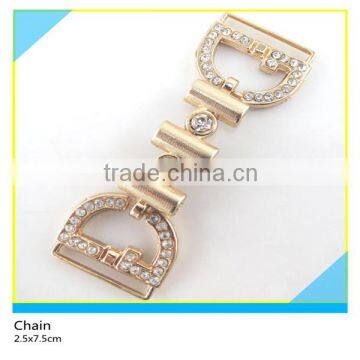 Diamond Rhinestone Chatelaine Gold Metal Belt Buckle Design Rhinesatone Chian 2.5x7cm