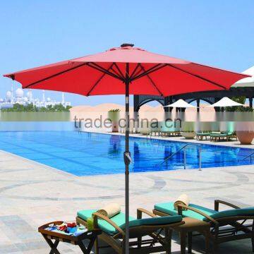 led umbrella 8 aluminum ribs for extra strength and aluminum center pole