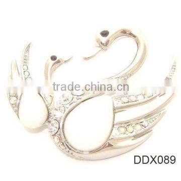 Fashion rhinestone brooch with zinc alloy,Swan brooch