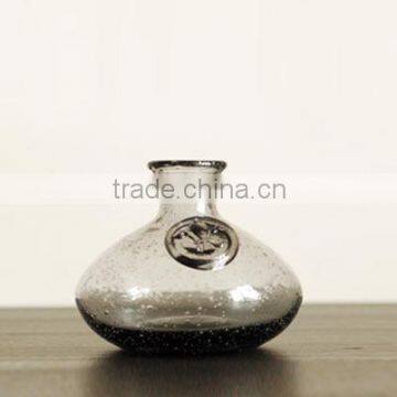 Hand Blown Smoky Grey Color Glass Vase -Home Decor