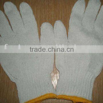 NEW yellow color overlock bleach white poly cotton working Glove 7gauge