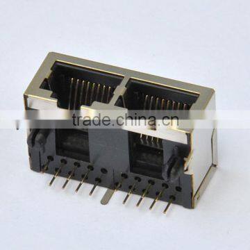 RJ45 1*2port modular PCB 10p Connector/Jack
