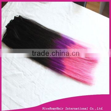 two tone clip in hair extension colored ombre clip in remy hair extension