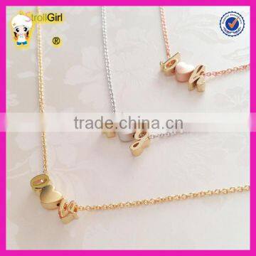 Personalized initial necklace wholesale letter with heart inside gold plating neckalces