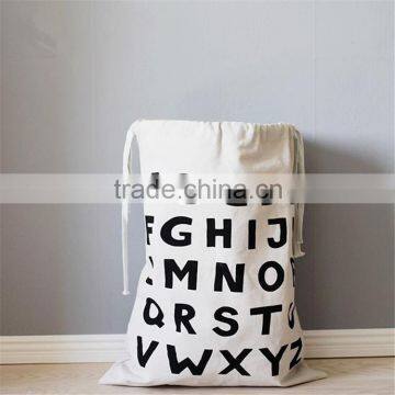 China Factory Supply Custom Cartoon Print Canvas Drawstring Bag