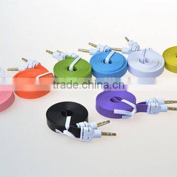 Gold Plated Flat Aux Audio Cable 3.5mm Audio Cable Braided 3.5mm Stereo Jack Cable photo-2