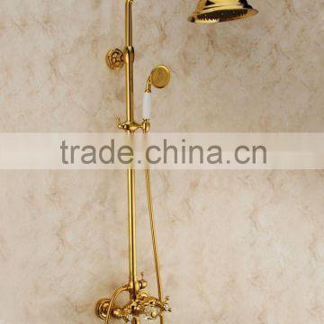 gold bathroom faucet with shower head