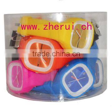 transparent shell jelly silicone watch with mixed colours