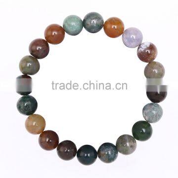 Gorgeous 10mm 7.5 Inch India Agate Gemstone Bangle Bracelet (Jewelry Box is not Included)