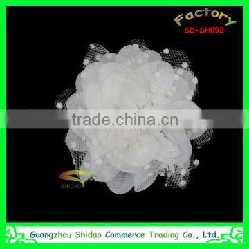 Petty pure white chiffon organza flower for wedding dresses