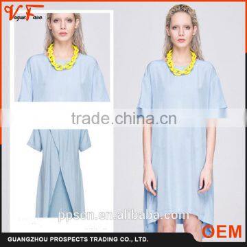 OEM Wholesale new design short sleeve party women dress , latest designs blue fashion dress for summer