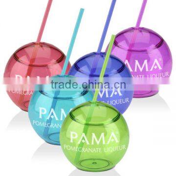 400ml/14oz BPA free ball shaped cup with straw