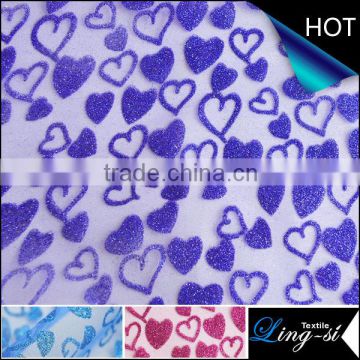 Polyester Organdy Metallic Printed Fabric for Decoration and Dress DSN 340