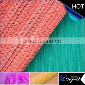 Polyester Eyelet Tulle Mesh Fabric Stripe Crush Design For Tutu and Garment