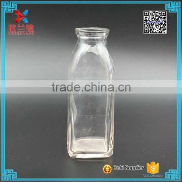 wholesale french square glass bottle for juice milk beverage 300ml