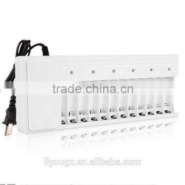 12 Bay/Slot Smart Battery Charger for AA AAA NiCd NiHM Rechargeable Batteries