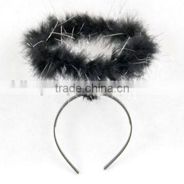 Black feather angel halo with tinsel