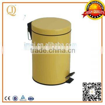 yellow painted metal trash bin/pedal trash bin 40L with flat lid