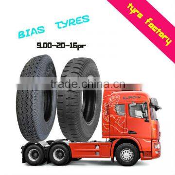 9.00-20-16 PR Qingdao factory wear resistance heavy duty truck bus bias tires