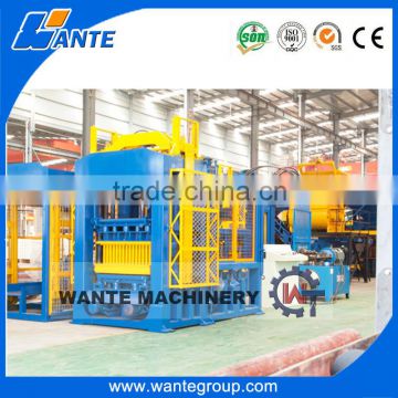 WANTE BRAND high quality QT6-15 fully automatic concrete hollow block making machine with concrete mixer