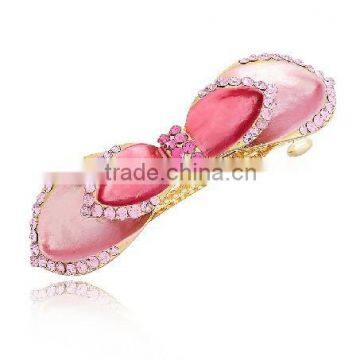 fashionable bow shape alloy enamel crystal barrette