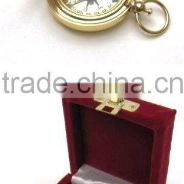 Antique Nautical Brass Pendant Compass With Box 13466