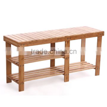 Natural eco-friendly Bamboo Shoe Bench Shoe Boot Storage Racks Organizer 2 tier bamboo shoe rack