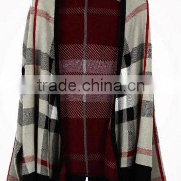 Fashion lady jacquard pattern Knitted sweater poncho