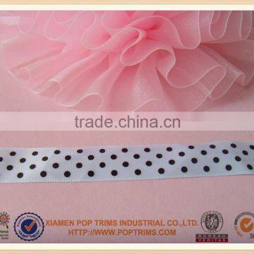 Dots print satin ribbons