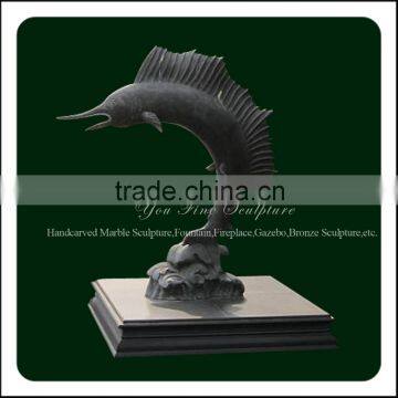 Decorative Natural Black Marble Swordfish Statue