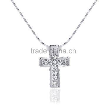 18k Gold Plated Jewelry Chain Austrian Crystal Pendant Cross Necklace