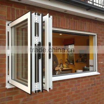 2016 new design Europen style UPVC steel reinforcement 3 panel upvc folding windows with 600*1200 mm