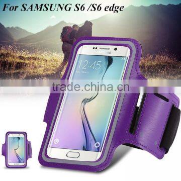 Waterproof Sport Running Armband For Samsung Galaxy S6/S6 Edge Gym Mobile Phone Arm Holder Belt Brush Leather Case