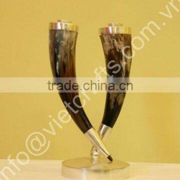 Doulbe tree horn candle holder with silver plated