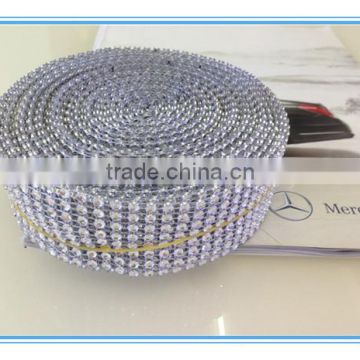 Silver Diamond Mesh Wrap Roll Rhinestone Crystal Ribbon 1.5" X 10 Yards 8 Rows