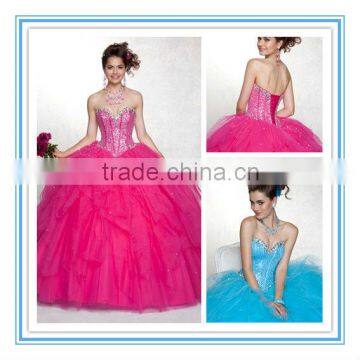 Shining Strapless Ball Gown Tulle Sky Blue Western Quinceanera Dress With Free Jacket(QUMO-1004)                        
                                                Quality Choice