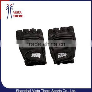 Fingerless Leather Spots Fitness Free Mma Fight kickboxing Glove