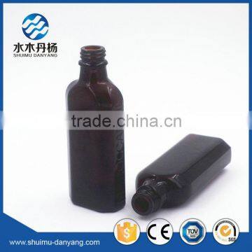 Hot selling100ml flat amber glass pharmaceutical bottle for liquid medicine